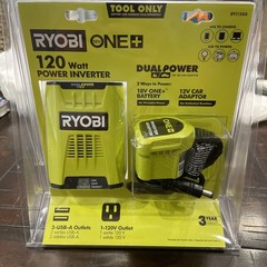 RYOBI ONE+ 18V 120-Watt 12V Automotive Power Inverter – Dual USB Ports – RYi120A