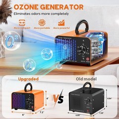 7000 sq. ft. 80,000 mg Ion Generator Ozone Generator w/ Timer, Orange