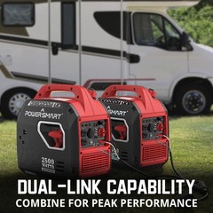 PowerSmart 2500W Gas Inverter Generator, 120V Inverter with USB & AC/DC Output