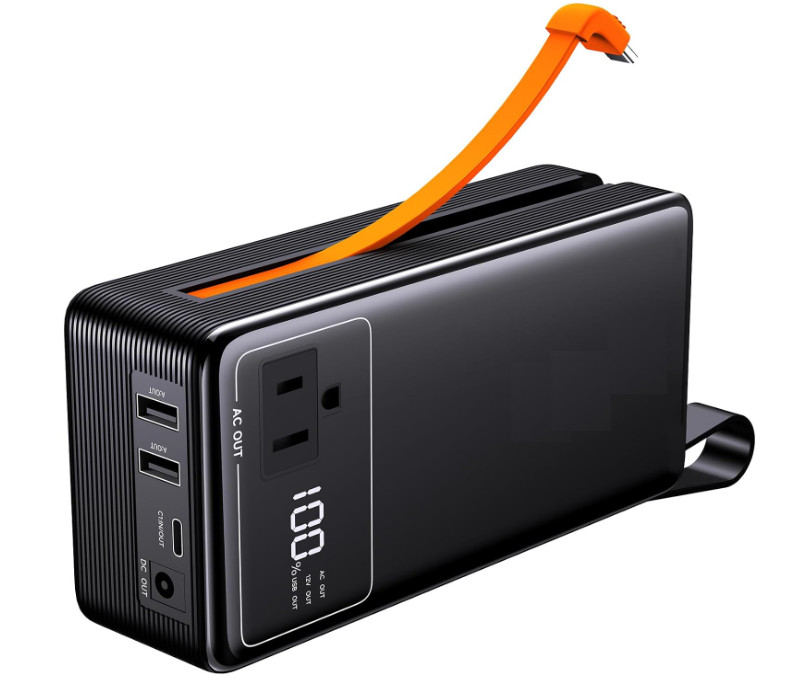 Estación energía portátil 99.9Wh AC USB-C 60W batería camping emergencia negra