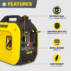 Champion Power Equipment CO Shield Ultralight Quiet Technology 2500 -Watt Single
