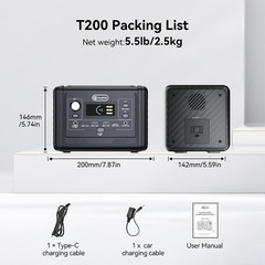 Flashfish T200 Solar Generator LiFePO4 300W 153.6Wh With Solar Panel 60W 18V US