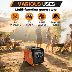 Efurden Gas Inverter Generator 4800W RV Ready Pure Sine Wave ECO/CO with Wheels