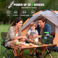 330W Portable Power Station 288.6Wh Solar Generator with USBC PD 60W, Green