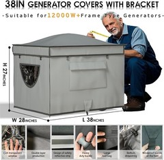 Premium 100% Waterproof Generator Cover with Heavy-Duty Bracket – 38x28x27 Size^