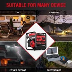 4500W Portable Inverter Generator with CO Alarm, Low Noise, 223cc Displacement