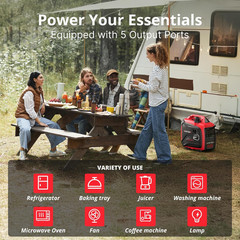 2500W Inverter Generator – Long Runtime, Fuel Efficient, and CO Sensor for Campi