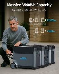ABOK Ark3600 3840Wh Portable Power Station with 400W Solar Panel for Home Backup
