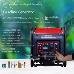 Small 220V AC Portable Gas Generator for Home and Commercial Use, High Power