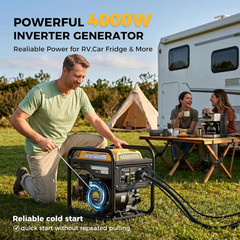 4000 Watts Inverter Generator for Home Use, RV Potable Open Frame Generator, 208