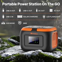Portable Power Station 120W, Power Bank with AC Outlet, Portable Grey Orange