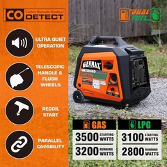 Portable 3500W Generator with Parallel Capability – Use Gas & Propane Effortl…