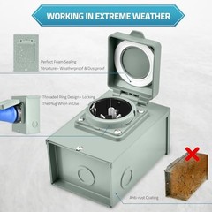 PAULINN 50 Amp Generator Power Inlet Box NEMA SS2-50P 125/250V Weatherproof ETL