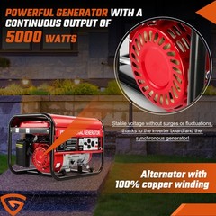 5000W Gas Inverter Generator Electric Start 110V+220V Generators Portable Quiet