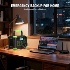330W Portable Power Station 288.6Wh Solar Generator with USBC PD 60W, Green