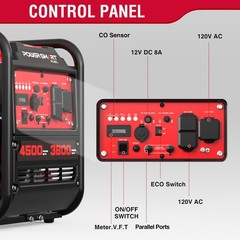 4500W Portable Inverter Generator with CO Alarm, Low Noise, 223cc Displacement