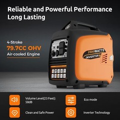 Efurden Portable Inverter Generator Quiet 2500W Gas Powered Generators CO Sensor
