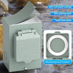 BEBOBLY Generator Inlet Box, 50 Amp NEMA PB50, 50 Power Gray