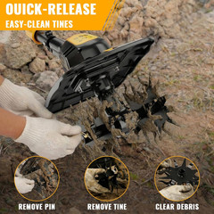 Cordless Garden Tiller Compatible with Dewalt 20V MAX Battery 9 Inch Width 7