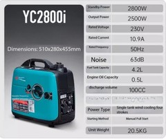 220V Inverter Generator: Portable Compact Low-Noise Gasoline Generator Home Use