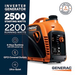 Generac 2500 -Watt Single Fuel (Gasoline) Inverter Generator NO SHIP TO CALIFORN