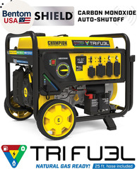 12,500-Watt Electric Start Tri Fuel Home Backup Portable Generator with CO Shiel
