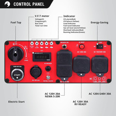 7000-Watt Open Frame Inverter Generator 120V/240V Dual Voltage Clean Power