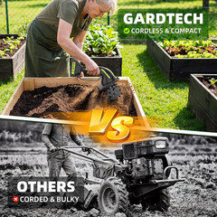 Cordless Tiller Cultivator Electric Hand Tiller 235RPM 2 Batteries 4 Inch Soil