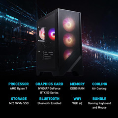 Msi Codex Z2 Gaming Desktop: AMD R7-8700F, Geforce RTX 5070, 32GB DDR5, 2TB M.2