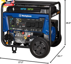 12500 Watt Dual Fuel Home Backup Portable Generator Remote Electric Start Transf