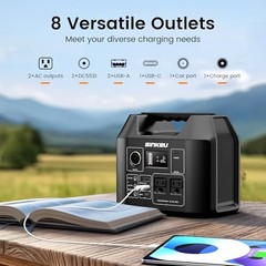 Portable Power Station 80000mAh, 256Wh LiFePO4 Battery Backup,300W AC Black