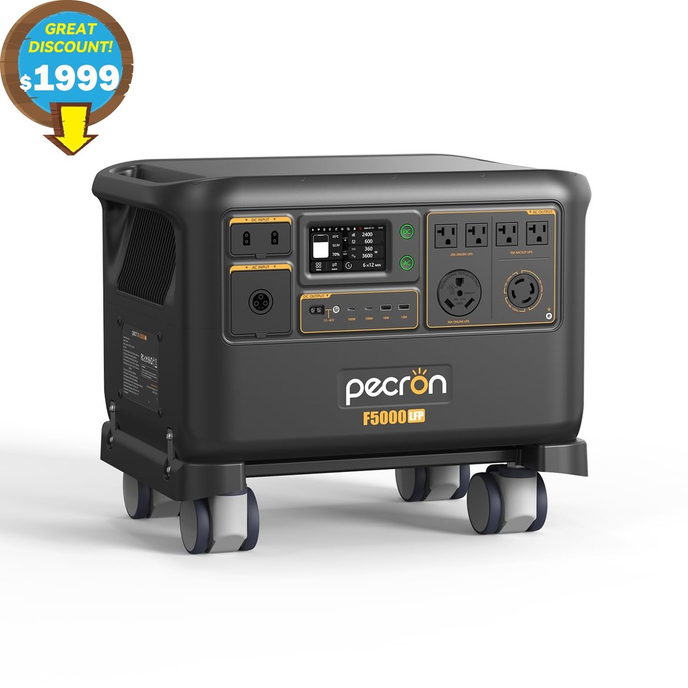 PECRON F5000LFP Portable Power Station 5120Wh 7200W Solar Generator Dual Voltage