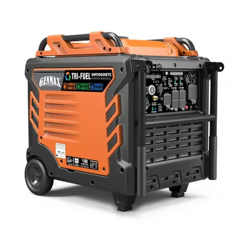 GENMAX 11000-W Portable TRI Fuel Gas Inverter Generator, Remote Start, CO Sensor