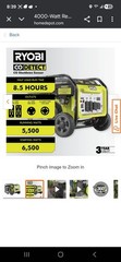 RYOBI 6,500-Watt Gasoline Powered Generator with CO Shutdown Sensor