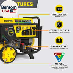 12,500-Watt Electric Start Tri Fuel Home Backup Portable Generator with CO Shiel