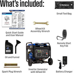 10000 Peak Watt Portable Open Frame Inverter Generator, Remote Electric Start wi