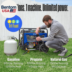 12500 Peak Watt Tri Fuel Portable Generator with Remote Electric Start