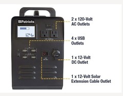 4Patriots Portable Solar Power Generator 2x120V 4xUSB 12V Home/Rec Black