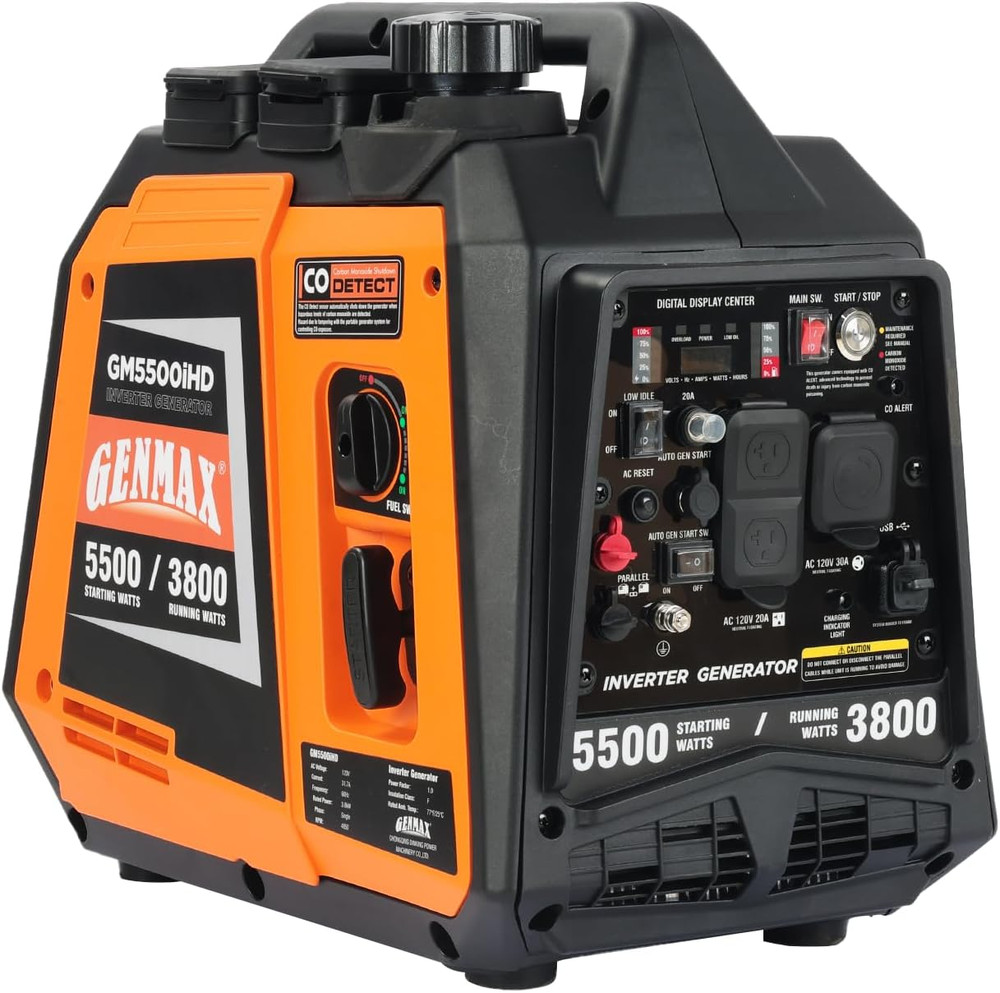 5500W Portable Hybrid Inverter Generator, 3800W Rated, Ultra-Quiet