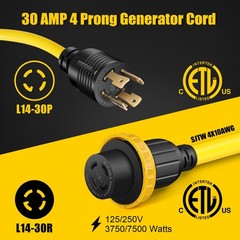 LAZMUMI 30 Amp Generator Extension Cord 4 Prong 125/250V Up to 25FT, 30A