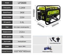 220V Single-Phase 3kW Inverter Portable Gasoline Generator for Home Use