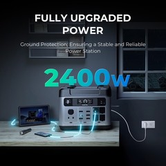 Power Station 2400W/ 2048Wh Solar Generator ++PV100 Fast Charging for Emergencie