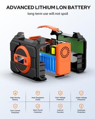 Portable Power Station 300W, Outdoor Solar Generator Backup Battery Orange