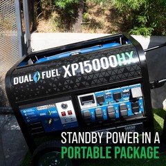 DuroMax 15,000-W Portable RV Ready Dual Fuel Generator, Remote Start, CO Sensor