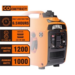 GENMAX Portable Generator 1200W Ultra-Quiet Gas Engine, Ultra Lightweight