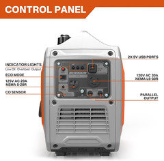 2300-Watt Portable Inverter Generator with CO Sensor, Gas Powered, RV Ready, Qui