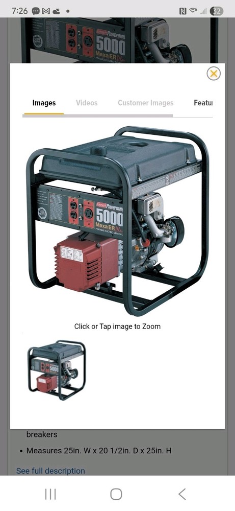 Coleman Powermate 5000 Maxa ER with electric start