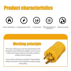HOLEPU NEMA L14-30P to 5-15/20R or 6-15/20R Generator Adapter Plug, 30 YELLOW