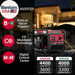 4400-Watt Dual Fuel Portable Inverter Generator, Gas Powered, Co-Sensor, Lightw