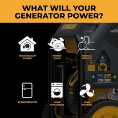 Firman 9400-W Portable Hybrid Dual Fuel Gas Generator, Electric Start, CO Sensor